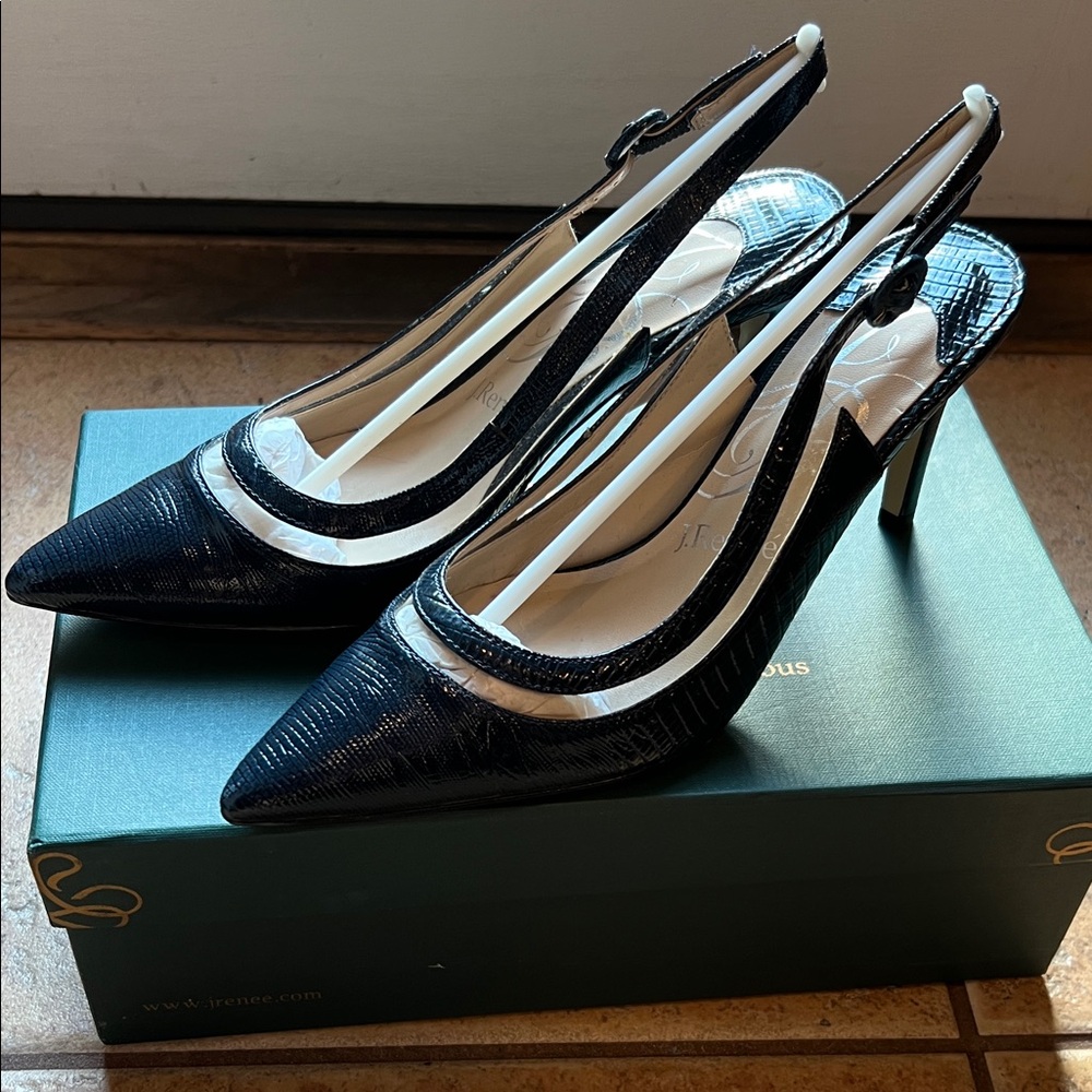 J.Renee Navy Blue Slingback Heels